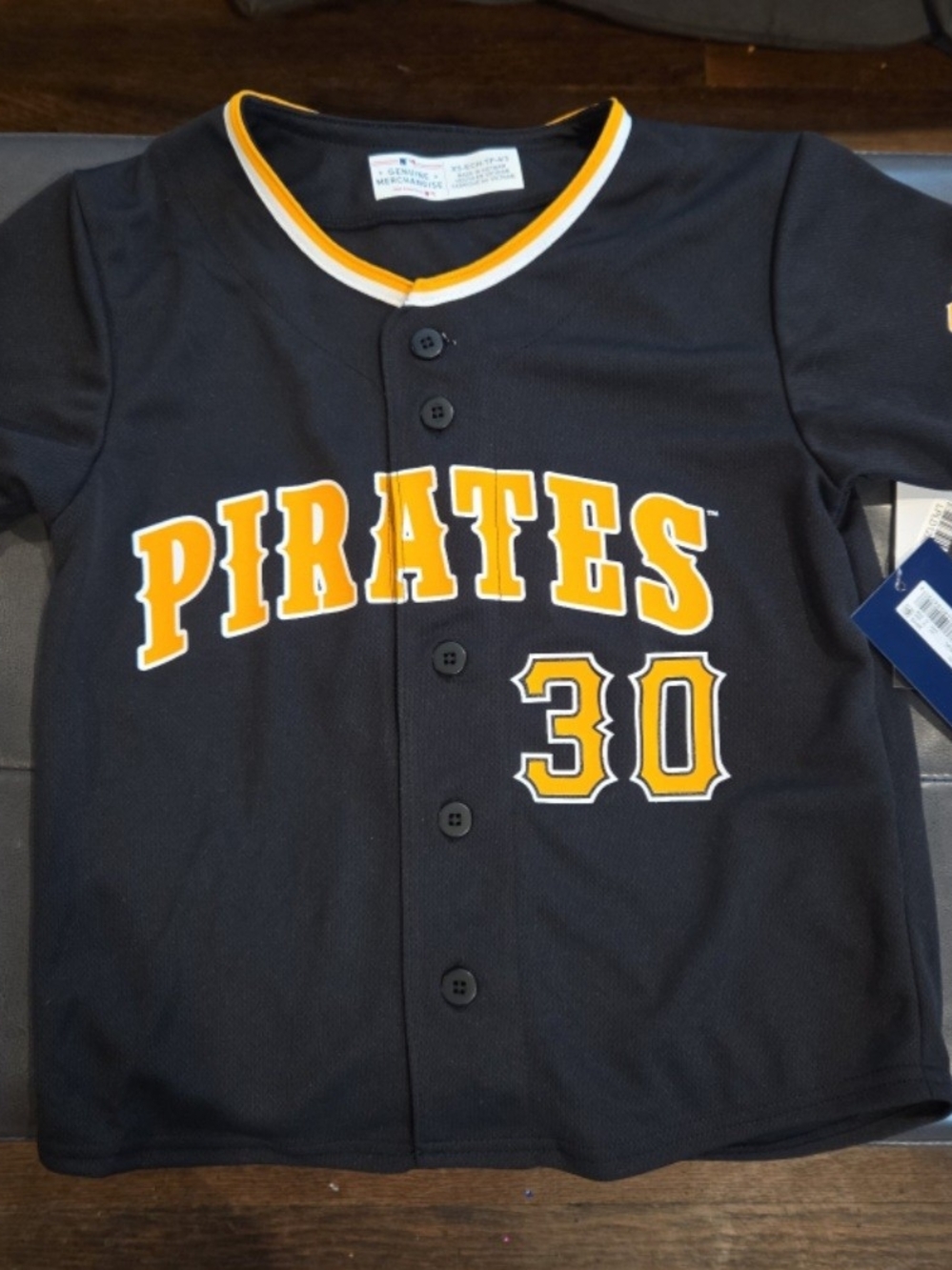 MLB Pirates Black and Yellow Kids Button-Front Jersey
